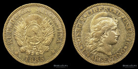Argentina. 5 Pesos 1885 Argentino de oro. CJ 5.1