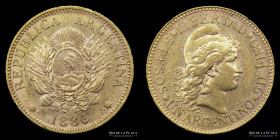 Argentina. 5 Pesos 1886 Argentino de oro. CJ 6.1