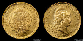 Argentina. 5 Pesos 1896 Argentino de oro. CJ 10.1