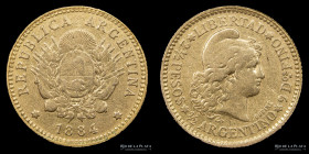 Argentina. 2.5 Pesos 1884. Medio Argentino. CJ 11