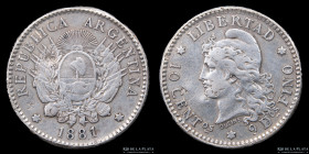Argentina. 10 Centavos 1881. CJ 21