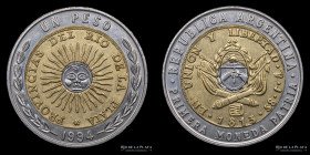 Argentina. Ensayo. 1 Peso 1994. Trimetalica. Francia CJ 117