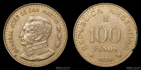 Argentina. 100 Pesos 1978. Error: con Laureles. Muy Rara. CJ 305.3