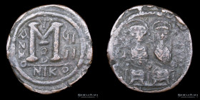 Byzantine. Justin II and Sophia (565-578AD) AE Follis