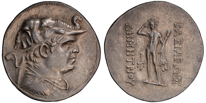 KINGDOM OF BACTRIA: Demetrius I, c.200-185BC, AR Tetradrachm. Diademed and drape...