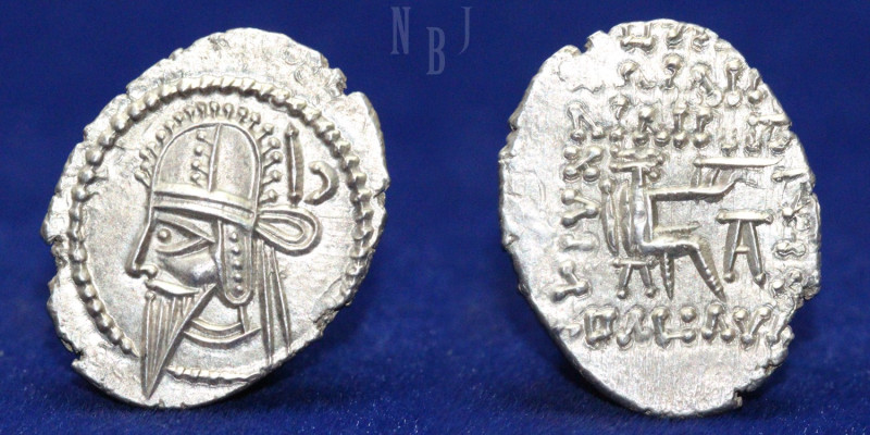 KINGS of PARTHIA: Vologases VI. Circa AD 208-228. AR Drachm. Ekbatana mint. Diad...
