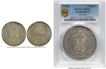 Salzburg. Johann Ernst Taler 1708 MS62 PCGS, Salzburg mint, KM254, Dav-1234. A gentle olive-gold toned example of this popular type, graced with an en...