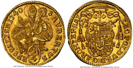 Salzburg. Leopold Anton Eleutherius gold 1/4 Ducat 1740 MS66 NGC, KM330, Fr-851. The last year of series. Elected Archbishop of Salzburg in 1727, Leop...