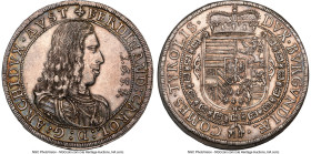 Archduke Ferdinand Charles Taler 1654 AU Details (Mount Removed) NGC, Hall mint, KM932.3, Dav-3367. Enchanting tones of peach and lavender are promine...