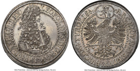 Leopold I 2 Taler ND (1680-1686) AU58 NGC, Hall mint, KM1119.2, Dav-3249. 56.79gm. Featuring gunmetal-gray surfaces that glimmer with wheat hues and f...