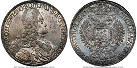 Karl VI Taler 1718/7 MS63 NGC, Hall mint, KM1570, Dav-1051. A laudable choice survivor carrying a bright sheet of rolling argent luster over surfaces ...