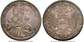 Karl VI Taler 1727 MS64 NGC, Hall mint, KM1617, Dav-1054. NGC Top Pop. Displaying wonderfully preserved devices on a soft plum-toned surface, iridesce...