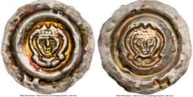 Augsburg. Hartmann von Dillingen Bracteate ND (1250-1286) MS62 NGC, Stunning scarlet, lemon, and chartreuse toning in the crevices. HID09801242017 © 2...