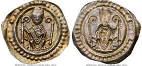 Constance - Bishopric. Konrad II von Tegernfeld (1209-33) Bracteate ND MS64 NGC, Berger-2480, Cahn-46. Enthroned bishop holding crosier and book, a fr...