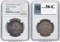 Anhalt-Dessau. Leopold Friedrich Taler 1863-A MS66 NGC, Berlin mint, KM15, J-77. Edge: GOTT SEGNE ANHALT. A pleasing one-year type commemorating the r...