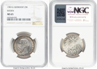Baden. Friedrich I 2 Mark 1901-G MS65 NGC, Karlsruhe mint, KM269, J-28. Occupying the top spot in the census for good reason as champagne drapes the p...