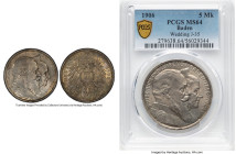 Baden. Friedrich I "Wedding Anniversary" 5 Mark 1906 MS64 PCGS, Karlsruhe mint, KM277, J-35. HID09801242017 © 2024 Heritage Auctions | All Rights Rese...