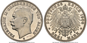 Baden. Friedrich II Proof 3 Mark 1908-G PR64 Cameo NGC, Karlsruhe mint, KM280. A lower-mintage date for the type. HID09801242017 © 2024 Heritage Aucti...