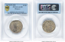 Leopold I 6 Krajczar 1670/69-KB AU55 PCGS, Kremnitz mint, KM164. The overdate is plainly visible on this mildly worn example that still bears fruit fr...