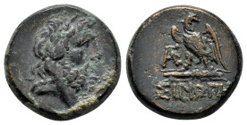 PAPHLAGONIA.Sinope.Struck under Mithradates VI.(Circa 95-90 or 80-70 BC).Ae.

Obv : Laureate head of Zeus right.

Rev : ΣΙΝΩΠΗΣ.
Eagle, with head righ...