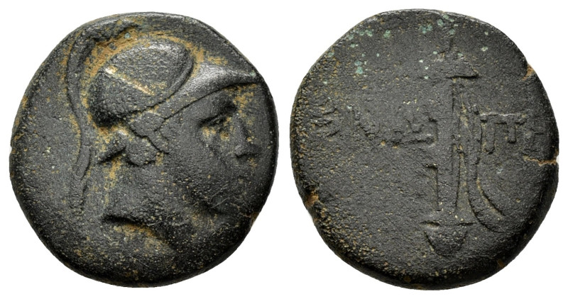PAPHLAGONIA. Sinope. (Circa 105-90 or 95-90 BC).Ae.

Obv : Helmeted head of Ares...