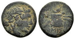 PONTOS. Amisos.Time of Mithradates VI Eupator.(Circa 105-90 or 90-85 BC). Ae.

Obv: Head of Dionysos right, wearing ivy wreath.

Rev: AMIΣOY.
Thyrsos ...