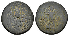 PONTOS.Amisos.(Circa 105-63 BC).Ae.

Obv : Aegis with Gorgon's head at center.

Rev : AΜΙΣΟΥ.
Nike advancing right, holding wreath and palm branch, be...