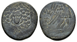 PONTOS.Amisos.(Circa 105-63 BC).Ae.

Obv : Aegis with Gorgon's head at center.

Rev : AΜΙΣΟΥ.
Nike advancing right, holding wreath and palm branch, be...