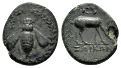 IONIA. Ephesos. (Circa 190-150 BC).Ae.

Obv : E - Φ. Bee within laurel wreath.
Rev : ZΩIKΩN.
Grazing stag right; quiver above.

Condition : Good very ...