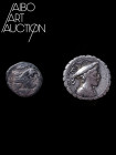 Monnaie Romaine Argent - République romaine - Lot de deux monnaies Rome 101-82 BC. Un quinaire de C. Fundanius ; un beau et rare denier serratus de C....