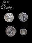 Monnaie Romaine Argent - République romaine - Lot de quatre copies de monnaies. Bel ensemble d'imitations XIXe siècle de monnaies romaines, dont un de...