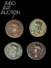 Monnaie Romaine Bronze - Empire - Caligula Lot de quatre monnaies 37-41. Trois As de Caligula au revers à la Vesta assise ; un As provincial de Segobr...