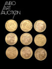Monnaie moderne française Or - France - Lot de neuf 10 Francs Or Paris 1857-1914. Lot de neuf pièces de 10 Francs Or. 1857 A et 1865 A pour Napoléon I...