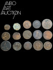 Monnaie étrangère Cuivre - Espagne - Colonies Espagnoles - Lot de quinze monnaies espagnoles XVIe-XIXe siècle. 16 Maravedis 1664 Cuenca de Philippe IV...