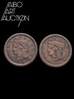 Monnaie étrangère Cuivre - États-Unis - Braided Hair Cent Philadephie 1847/1851. Deux exemplaires. TTB+/B+

Foreign Coinage Copper - United States -...