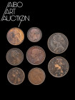Monnaie étrangère Cuivre - Grande-Bretagne - Victoria Lot de huit monnaies 1851-1890. Ensemble de monnaies britanniques dont un farthing 1851, Halfpen...