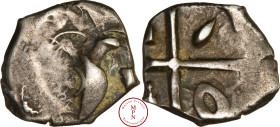 Volques Tectosages (Région de Toulouse), Drachme « à la tête cubiste », Ier siècle avant J.-C., Argent, TTB, 2.71g, 14mm, LT.3254 var.,