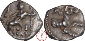 Cilicie, Tharse, Satrape Pharnabazus, Obole, 400-350 avant J.-C., Av. Baaltars nu, assis à gauche sur un trône, tenant de la main droite un épi et une...