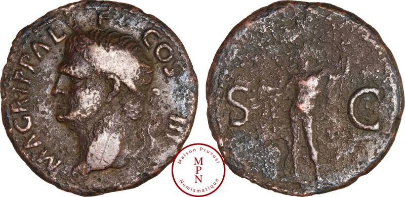 Agrippa (-12), As, Rome, Frappé sous Caligula, Av. M AGRIPPA L F COS III, Tête c...