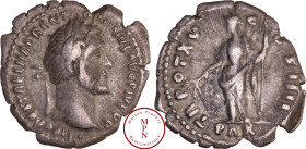 Antonin le Pieux (138-161), Denier, Rome, Av. IMP CAES T AEL HADR ANTONINVS AVG PIVS P P, Tête laurée à droite, Rv. TR POT XV COS IIII / PAX, La Paix ...