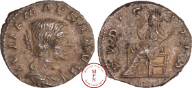 Julia Maesa (218-222), Denier, Rome, Av. IVLIA MAESA AVG, Buste drapé à droite, Rv. PVDICITIA, La pudeur assise à gauche, Argent, TB+, 2.83g, 18mm, RI...