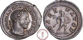 Alexandre Sévère (222-235), Denier, Rome, 232, Av. IMP ALEXANDER PIVS AVG, Buste lauré et drapé à droite, Rv. MARS VLTOR, Mars à droite, Argent, SUP, ...