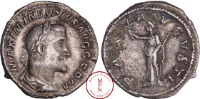 Maximin le Thrace (235-238), Denier, Rome, 236, Av. MAXIMINVS PIVS AVG GERM, Buste lauré et drapé à droite, Rv. PAX AVGVSTI, Argent, TTB+, 3.36g, 19mm...