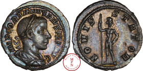 Gordien III (238-244), Denier, Rome, 240, Av. IMP GORDIANVS PIVS FEL AVG, Buste lauré, drapé et cuirassé à droite, Rv. IOVI STATORI, Jupiter debout de...