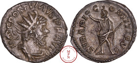 Postume (260-269), Antoninien Cologne, 266-267, Av. IMP C POSTVMVS P F AVG, Buste lauré, drapé et cuirassé à droite, Rv. SERAPI C-OMITI AVG, Serapis d...