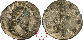 Auréolus (268), Antoninien, 268, Mediolanum (Milan), Au nom de Postume, Av. IMP C POSTVMVS P F AVG, Buste radié, drapé et cuirassé, Rv. SALVS AVG, Esc...