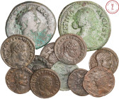Lot de monnaies romaines : 2 sesterces et 10 petits bronzes ou billons,