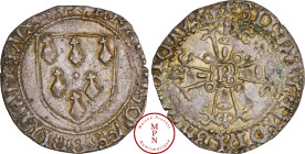 France, Bretagne, François II (1458-1488), Gros à l'écu, R, Rennes, Av. +: FRANCISCVS: BRITONVM: DVX:, Écu aux six mouchetures d’hermine posées 3, 2, ...