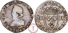 Principauté de Dombes, Henri II de Montpensier (1592-1608), Teston, 1607, Trévoux, Av. + HENRIC. P. DOMBAR. D. MONTISP. R, Buste cuirassé à gauche, Rv...