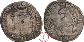 Duché de Savoie, Charles-Emmanuel Ier (1580-1630), Cavallotto, 1587, Nice, Av. CAR. EM. D. G. DVX. SABAVD., Écu de Savoie couronné, Rv. PRINCEPS PEDEM...
